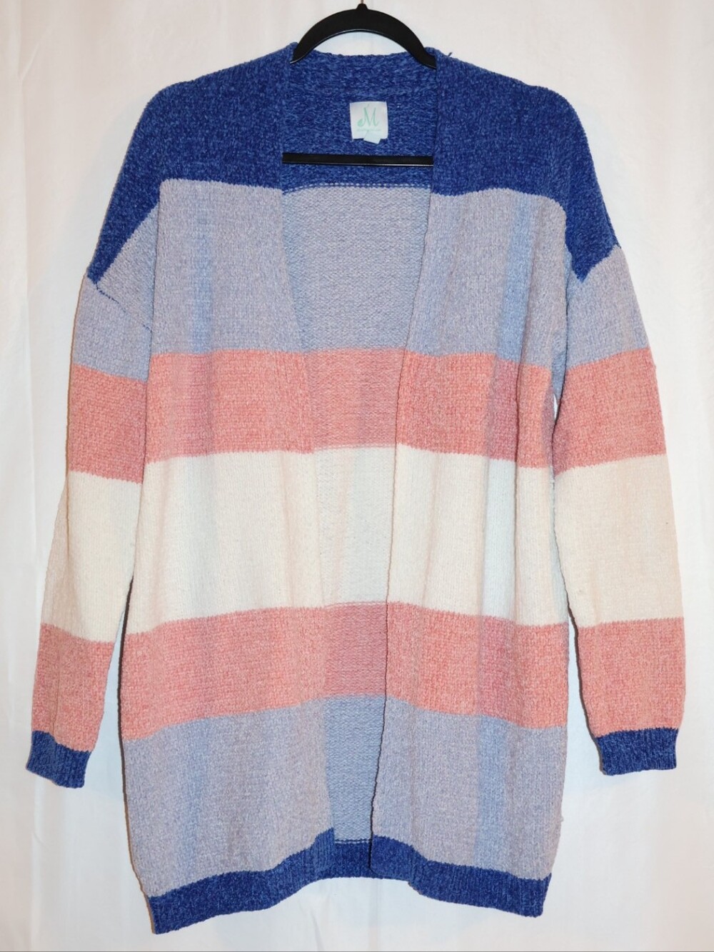 The Mint Open-Front Horizontal Stripe Cardigan Sweater.